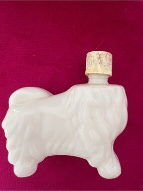 Milk Glass vintage Pekingese perfume bottle.